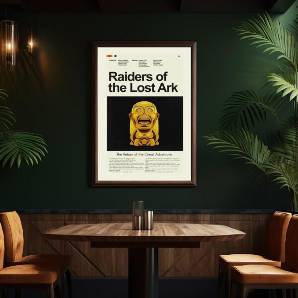 Mid-century modern Raiders of the Lost Ark movie poster with house design