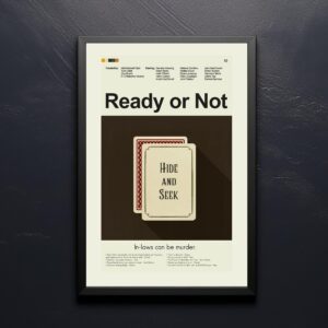 Mid-century modern Ready or Not movie poster art with vintage design elements