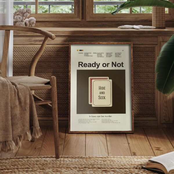 Mid-century modern Ready or Not movie poster art with vintage design elements