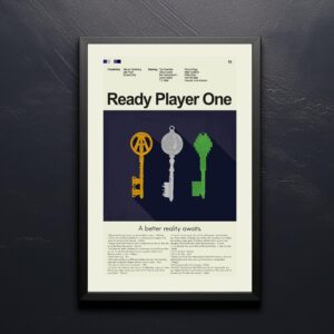 Mid-century modern style Ready Player One movie poster with retro design