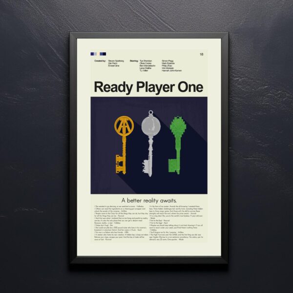 Mid-century modern style Ready Player One movie poster with retro design