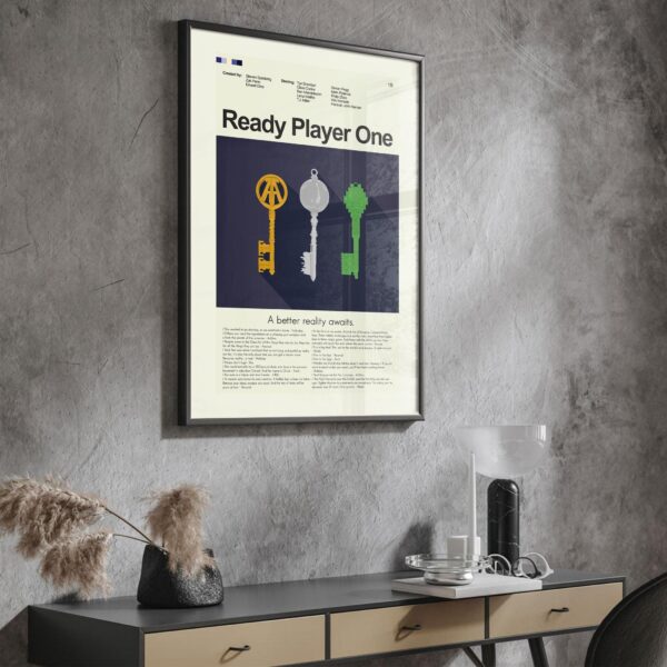 Mid-century modern style Ready Player One movie poster with retro design