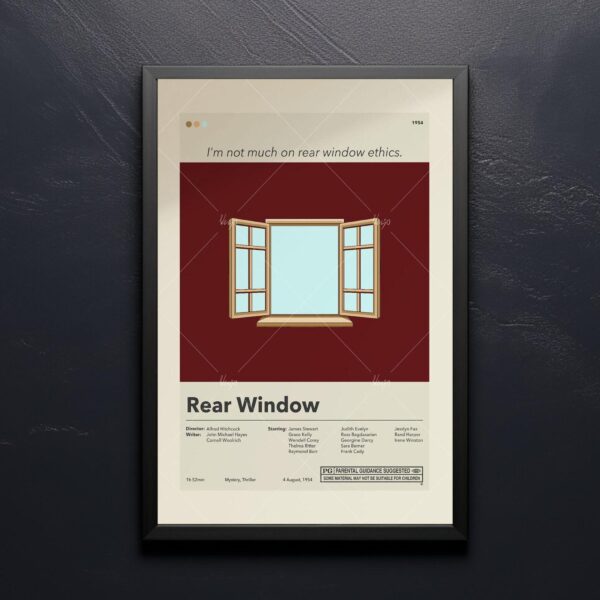 Mid-century modern Rear Window movie poster graphic design art print