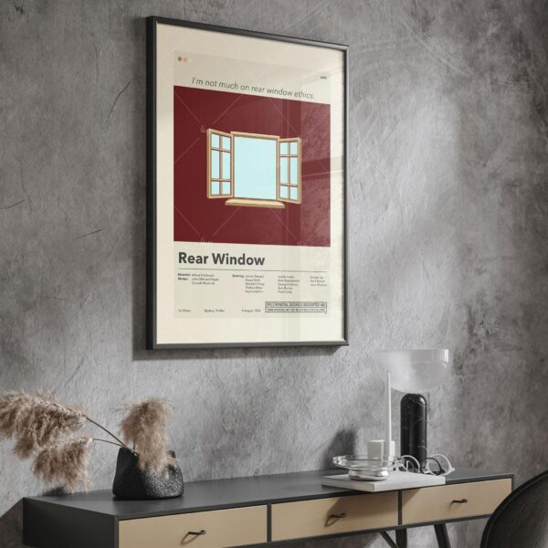 Mid-century modern Rear Window movie poster graphic design art print