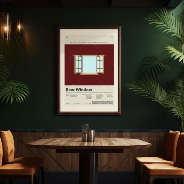 Mid-century modern Rear Window movie poster graphic design art print