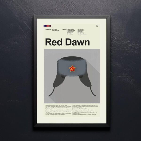 Mid-century modern style Red Dawn movie poster with bold red and black design