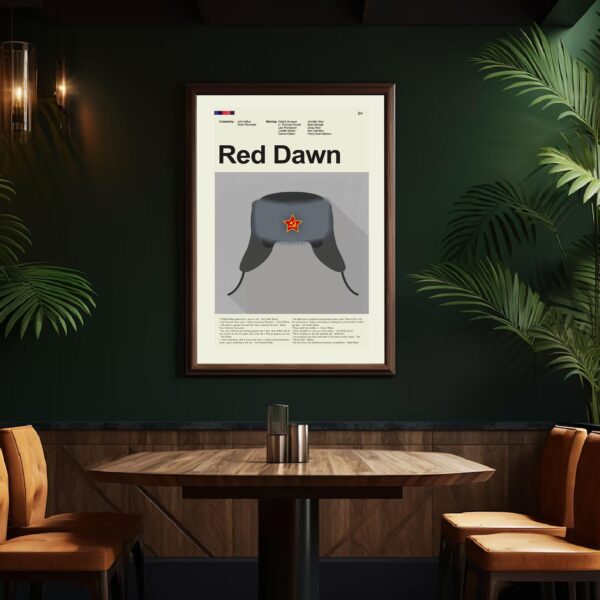 Mid-century modern style Red Dawn movie poster with bold red and black design