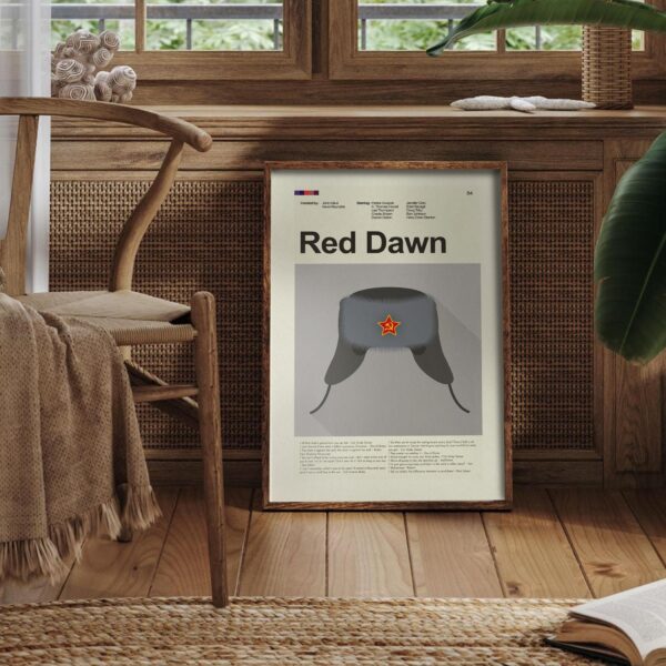 Mid-century modern style Red Dawn movie poster with bold red and black design