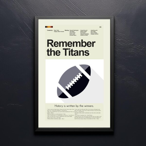 Mid-century modern Remember the Titans movie graphic poster art print