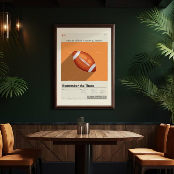 Mid-century modern Remember the Titans movie poster design with vintage style
