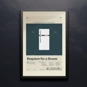 Mid-century modern poster of Requiem for a Dream with vintage furniture design