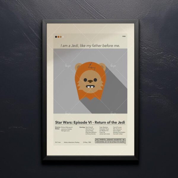 Large mid-century modern Return of the Jedi movie poster