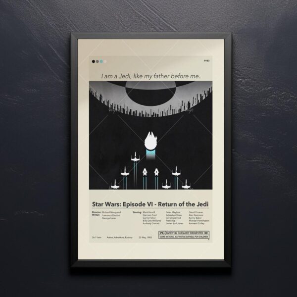 Mid-century modern Return of the Jedi movie poster with graphic design