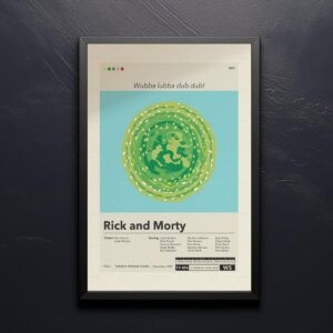 Mid-century modern movie poster of Rick and Morty State of Georgia vs Denver Fenton Allen