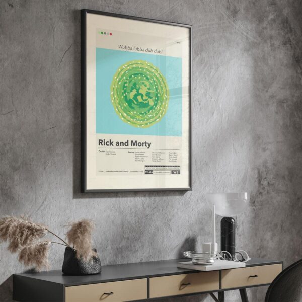 Mid-century modern movie poster of Rick and Morty State of Georgia vs Denver Fenton Allen