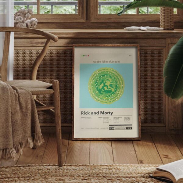 Mid-century modern movie poster of Rick and Morty State of Georgia vs Denver Fenton Allen