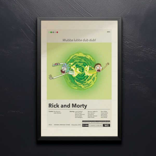 Mid-century modern poster of Rick and Morty State of Georgia vs Denver Fenton Allen