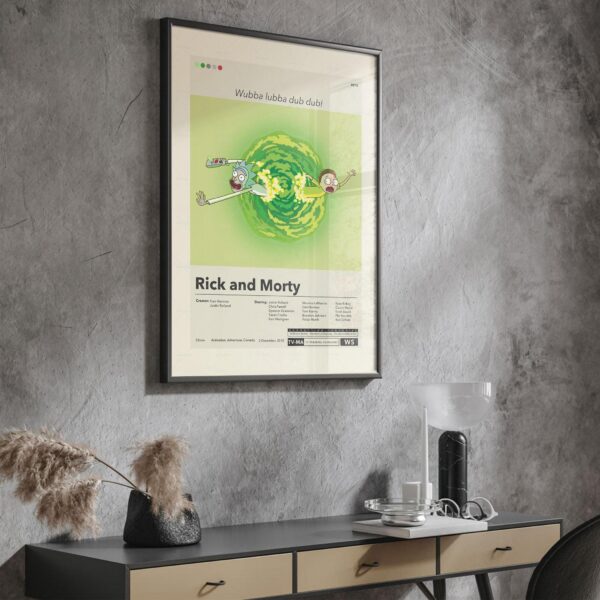 Mid-century modern poster of Rick and Morty State of Georgia vs Denver Fenton Allen