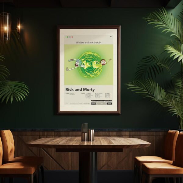 Mid-century modern poster of Rick and Morty State of Georgia vs Denver Fenton Allen
