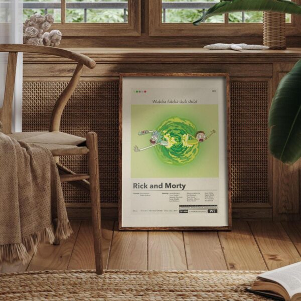 Mid-century modern poster of Rick and Morty State of Georgia vs Denver Fenton Allen