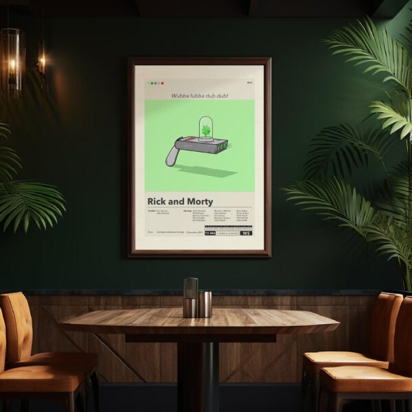 Mid-century modern Rick and Morty movie poster featuring State of Georgia vs. Denver Fenton Allen