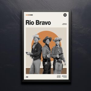 Mid-century poster featuring Rio Bravo movie design
