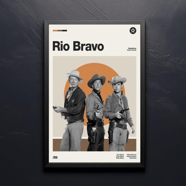 Mid-century poster featuring Rio Bravo movie design