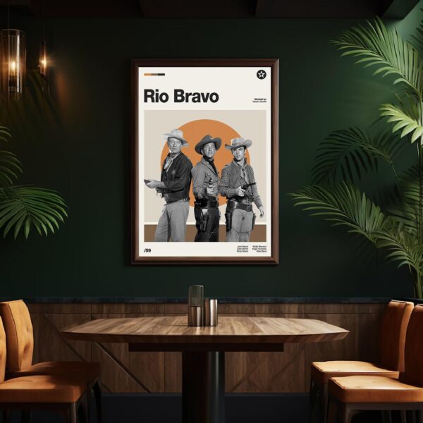 Mid-century poster featuring Rio Bravo movie design
