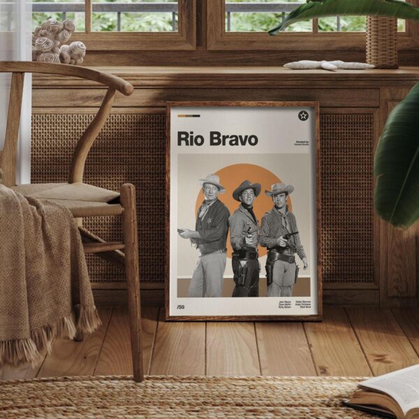 Mid-century poster featuring Rio Bravo movie design