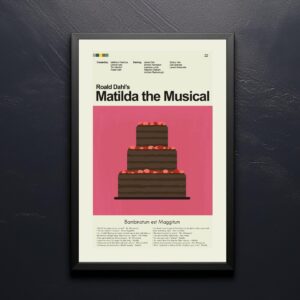 Mid-century modern poster of Roald Dahl's Matilda the Musical movie