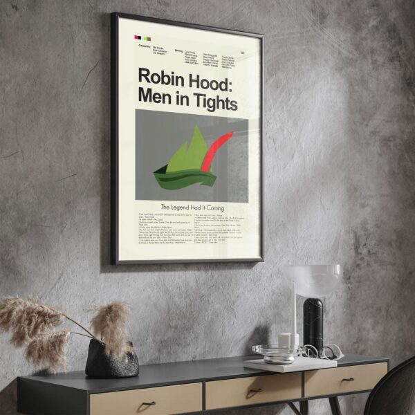 Mid-century modern style Robin Hood: Men in Tights movie poster design