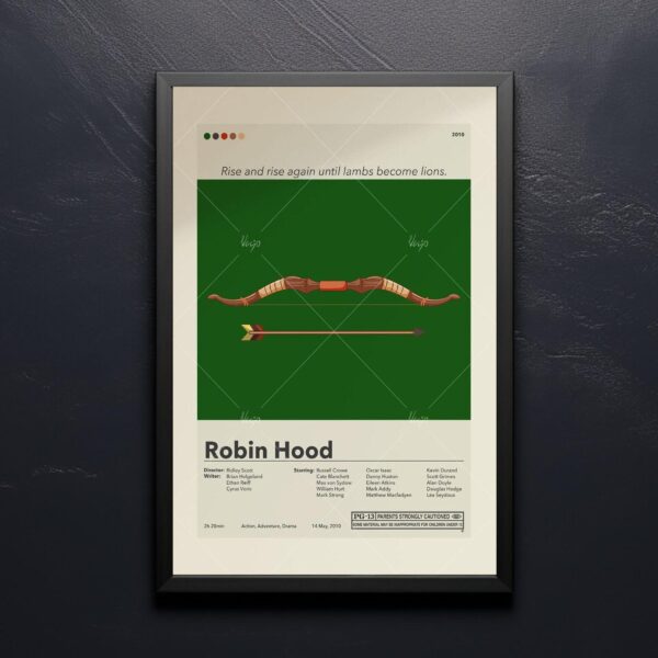 Mid-century modern Robin Hood movie poster by 20th Century Studios