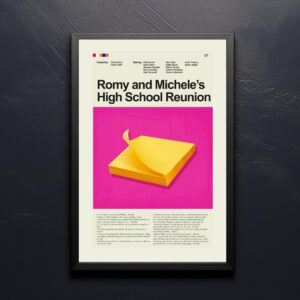 Romy and Michele's High School Reunion mid-century modern movie poster with furniture