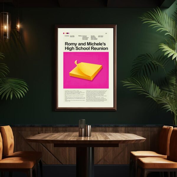 Romy and Michele's High School Reunion mid-century modern movie poster with furniture