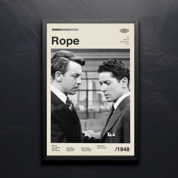 Mid-century modern Rope movie poster print with minimalist design