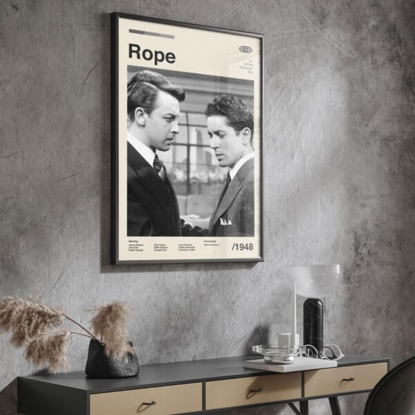 Mid-century modern Rope movie poster print with minimalist design