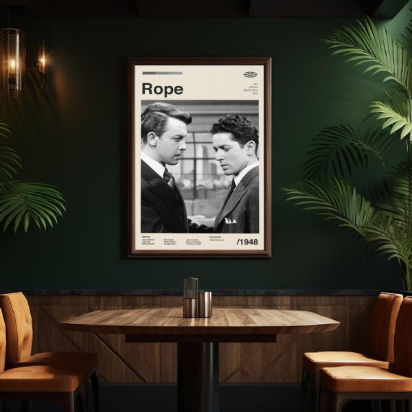 Mid-century modern Rope movie poster print with minimalist design