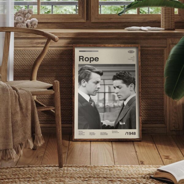 Mid-century modern Rope movie poster print with minimalist design