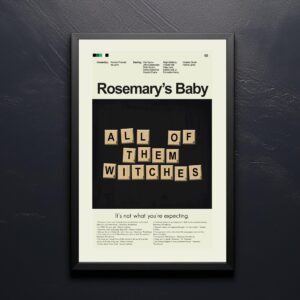 Mid-century modern Rosemary's Baby movie poster design with vintage style