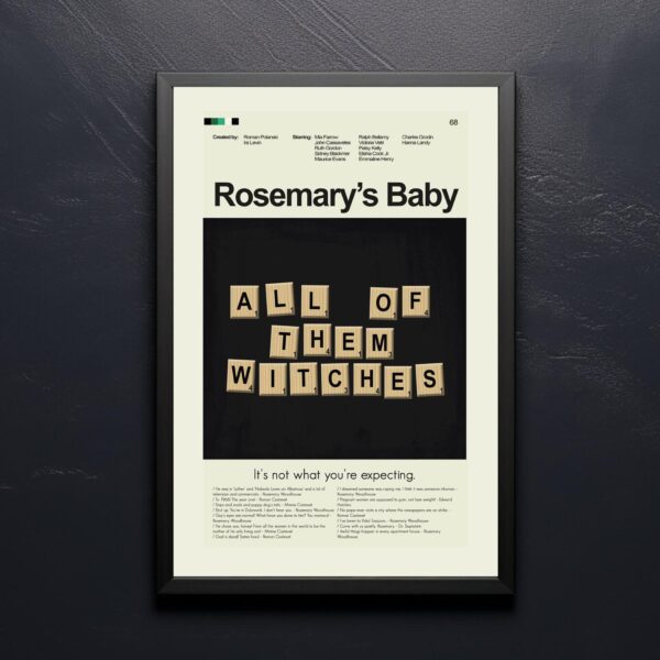 Mid-century modern Rosemary's Baby movie poster design with vintage style