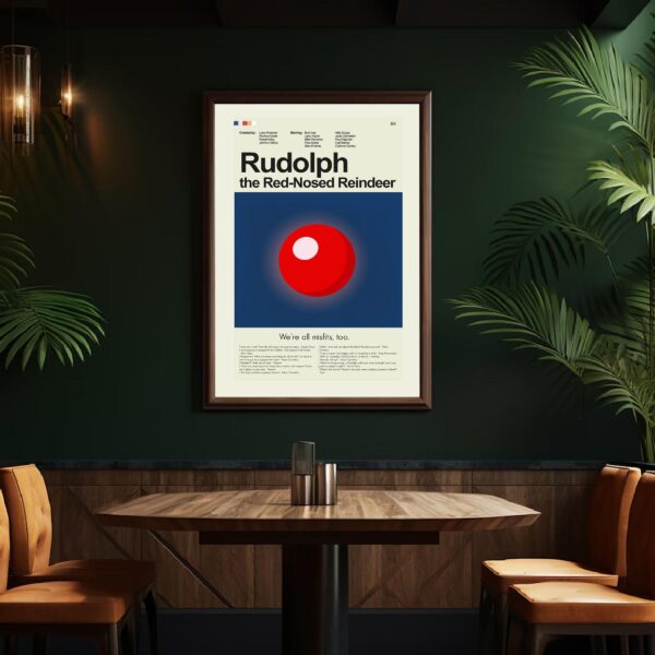 Mid-century modern Rudolph the Red-Nosed Reindeer movie poster print