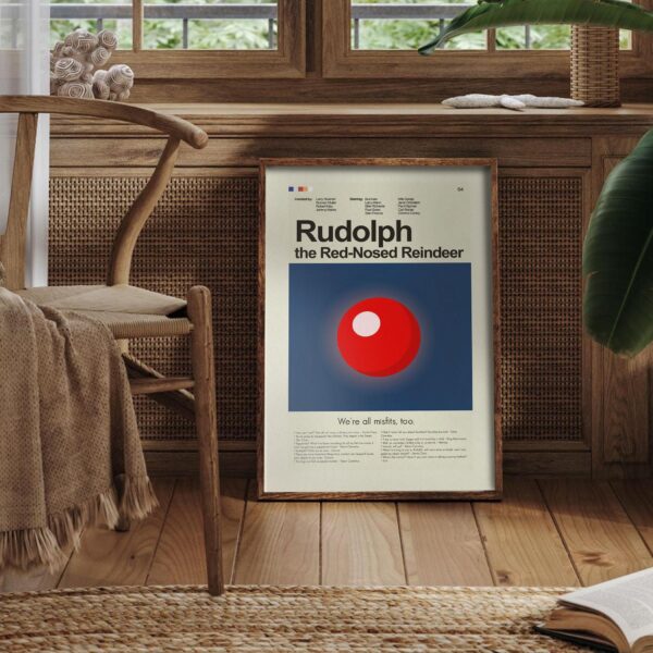 Mid-century modern Rudolph the Red-Nosed Reindeer movie poster print