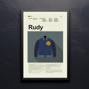 Mid-century modern Rudy movie poster with 20th century design elements