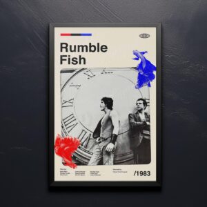 Mid-century modern Rumble Fish movie poster with stylish vintage design