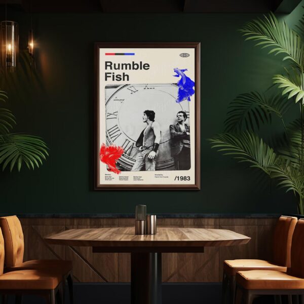 Mid-century modern Rumble Fish movie poster with stylish vintage design