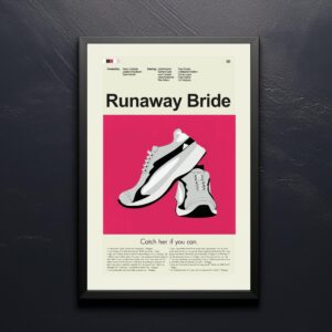 Mid-century modern style poster of the Runaway Bride movie