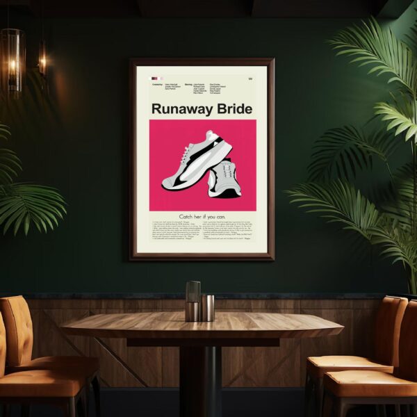 Mid-century modern style poster of the Runaway Bride movie