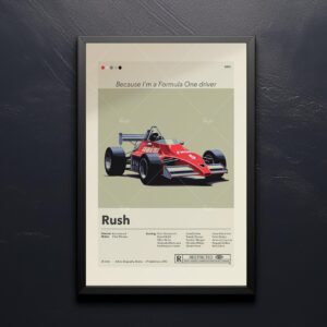 Mid-century modern Rush movie graphic poster with bold retro design