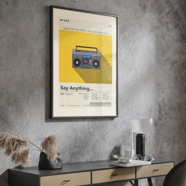 Mid-century modern poster of Say Anything... movie artwork