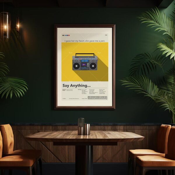 Mid-century modern poster of Say Anything... movie artwork